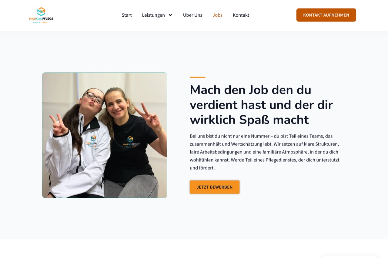 Website von Mankas Pflege, gebaut von NetzPflege